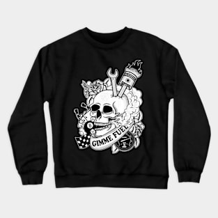 Skull and Smoke, Black and white - Gimme Fuel Crewneck Sweatshirt